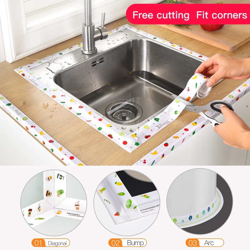 38MM*3.2M Kitchen Anti-mold Tape Stickers Sink Waterproof Sticker ...