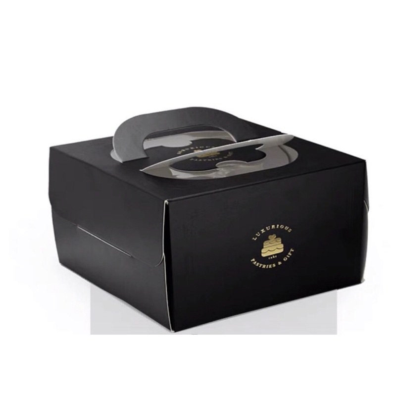 Elegant Luxurious thick gift black cake box with gold print for 8” & 10
