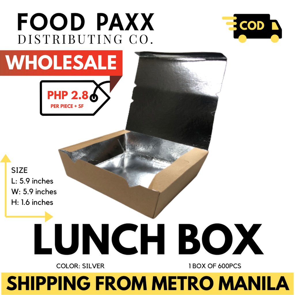 [600pcs] Lunch Box LB1 silver laminated for take out takoyaki chicken ...