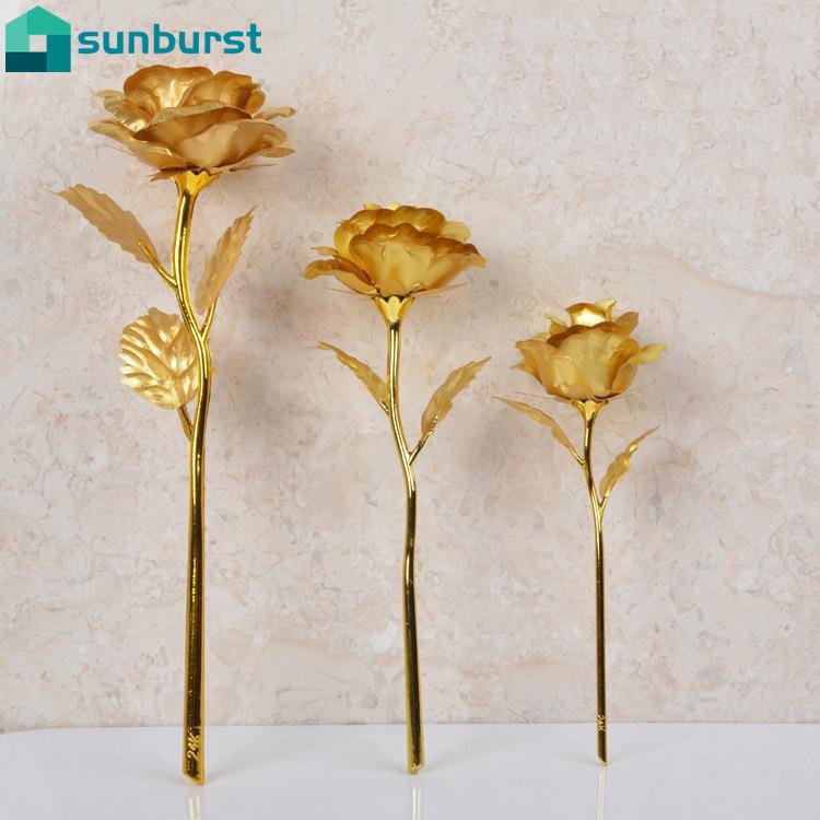 Chocolate Gold Artificial Rose / Romantic Gold Foil Rose / Universal