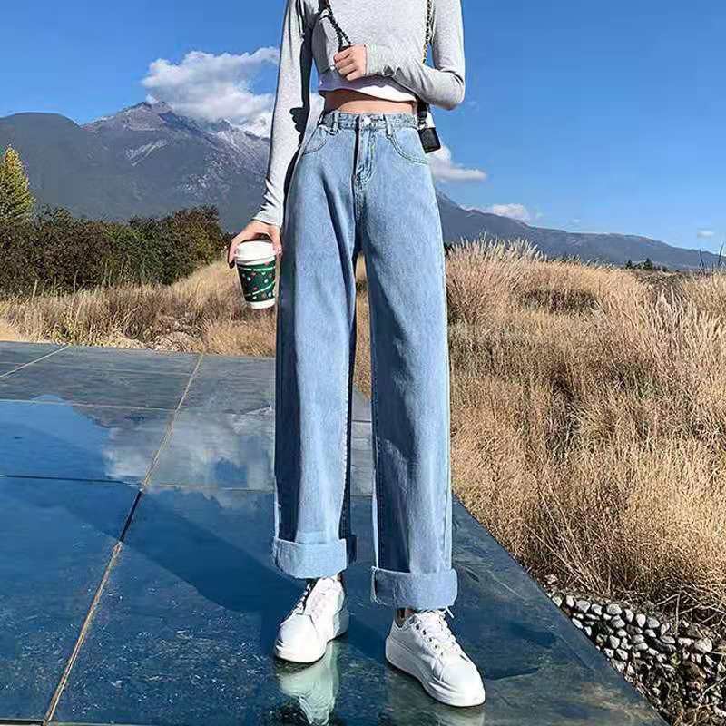 Baggy Jeans Woman High Waist Mom Jeans Denim Straight Leg Pants