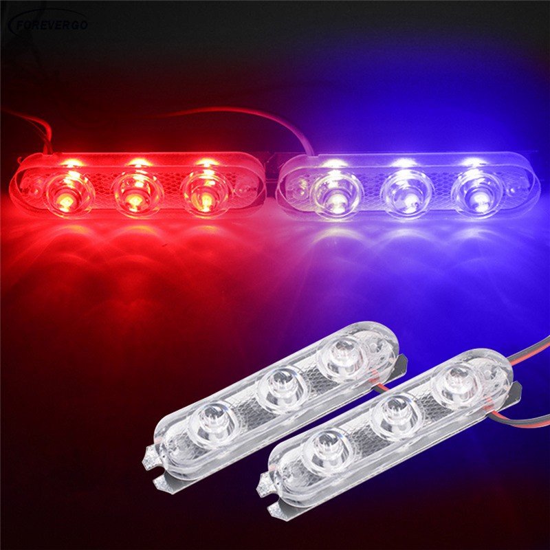 RE 2Pcs Strobe Police Light 3 LED Car Truck Motorcycle Flashing ...