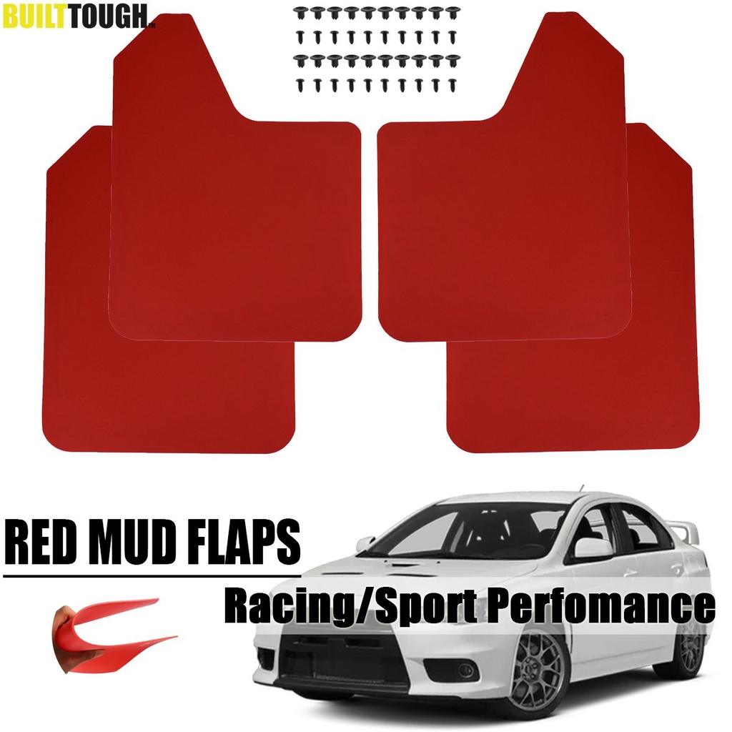 Red Mud Flaps For Mitsubishi lancer Evolution EVO X 4 5 6 7 8 9 ix