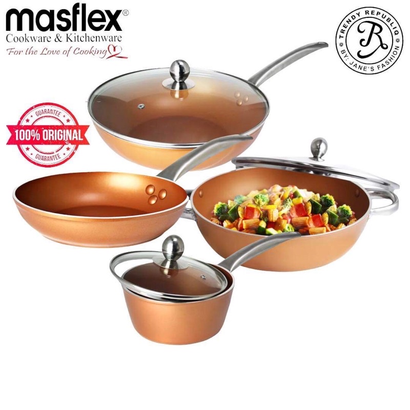 Masflex 7 Piece Aluminum Copper Induction Ready NonStick Cookware Set