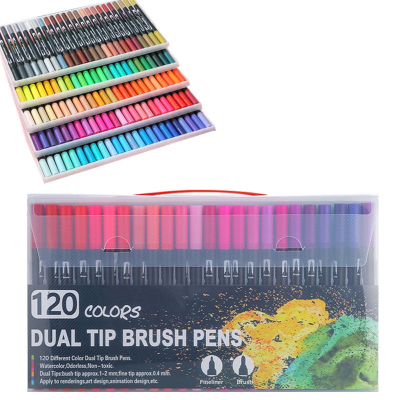 12-120 Color Art marker Watercolor Pen Brush Markers Dual Tip