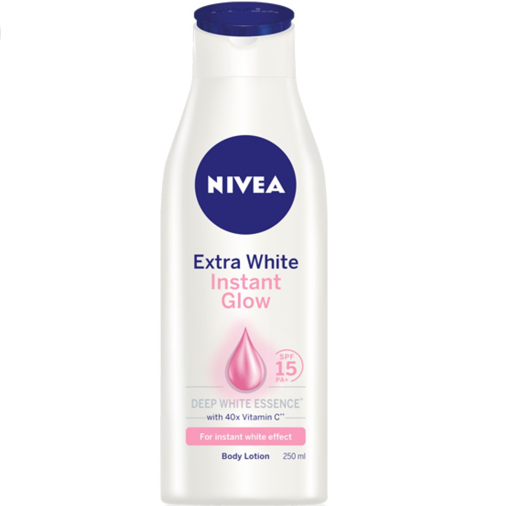 NIVEA Body Lotion Extra White Instant Glow, Instant Whitening Lotion with SPF 15, 250ml Shopee