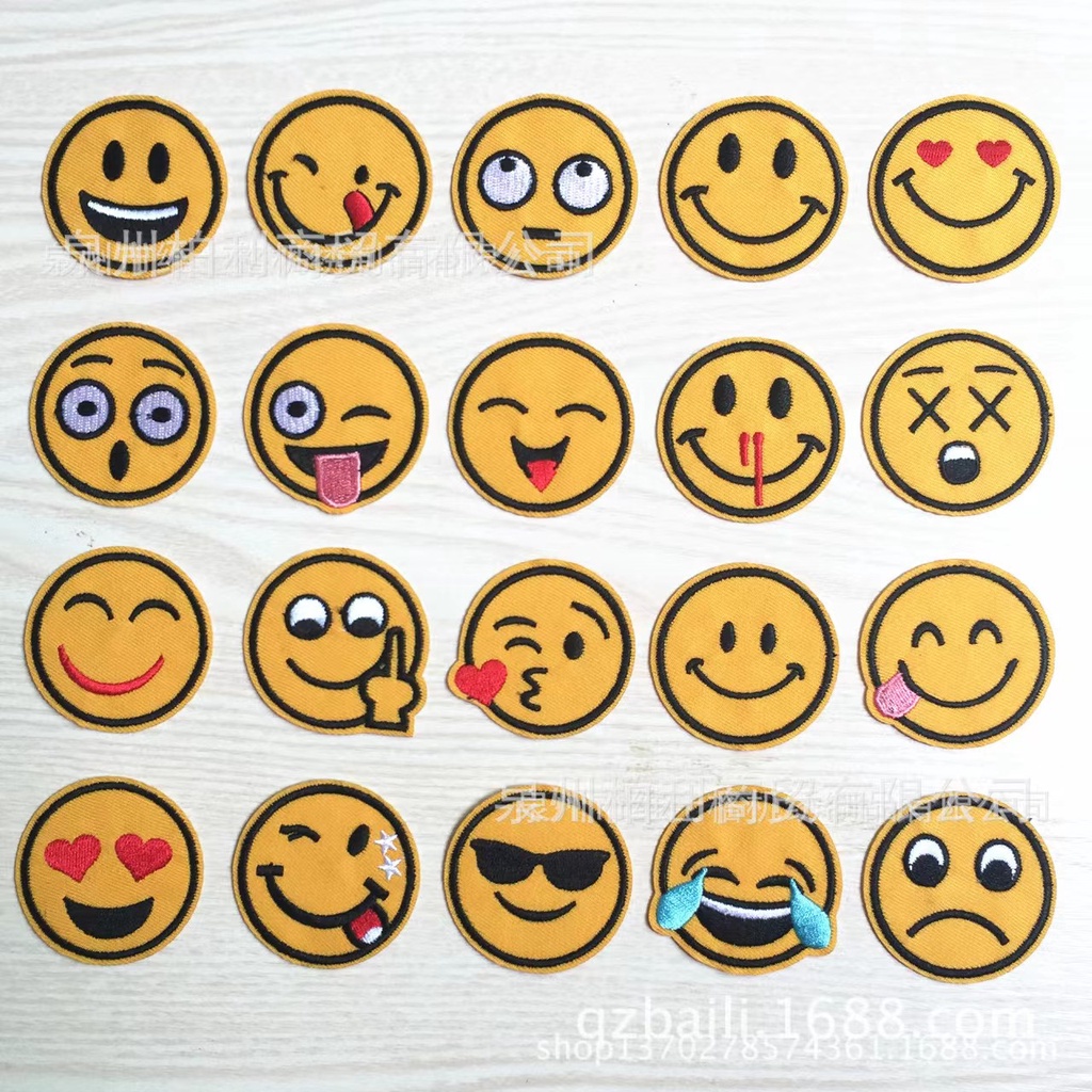 Cute Emoticon Smiley Embroidered Patch iron/sew on patches jacket jeans ...