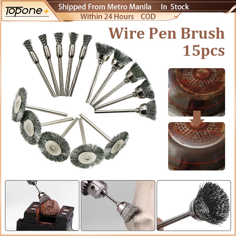 15Pcs Steel Wire Wheel Brushes Rust Sanding Wire Brush Set Grinder