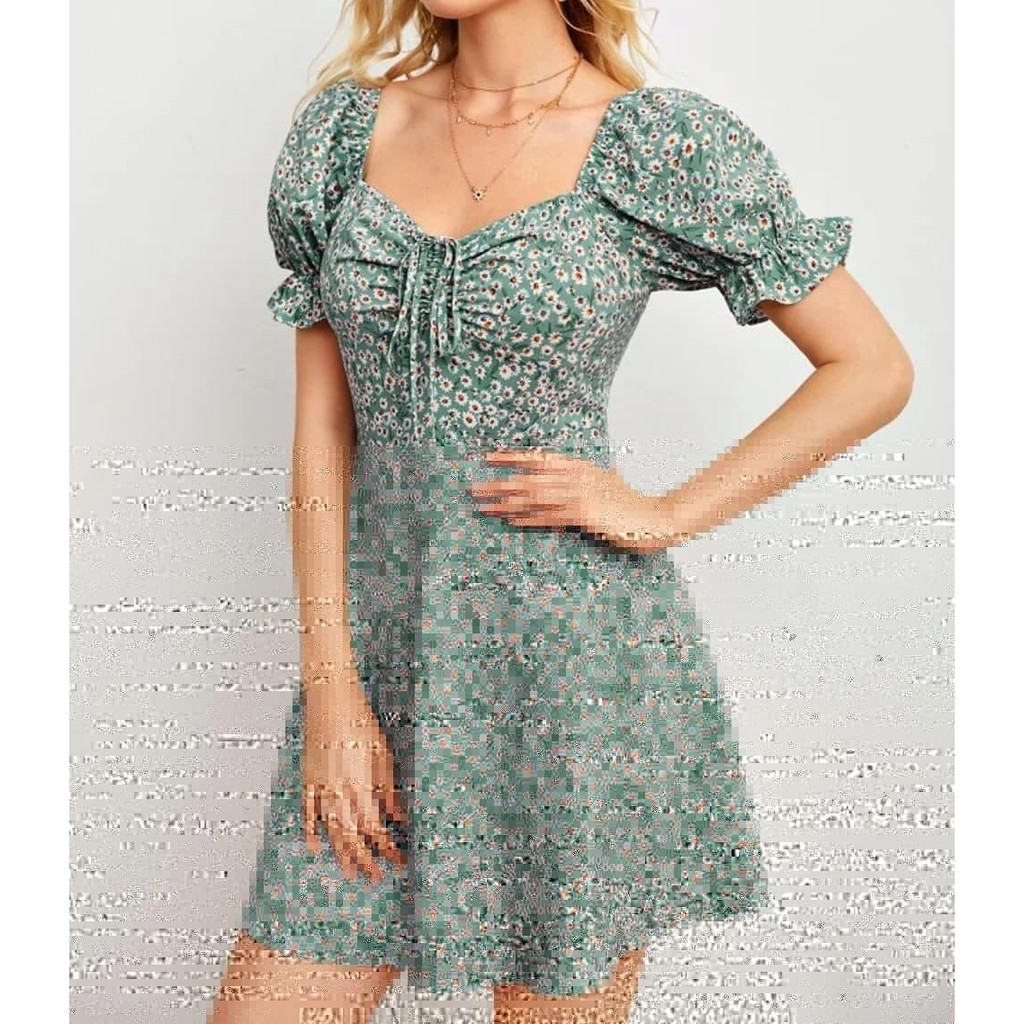 Shein puff best sale sleeve dress