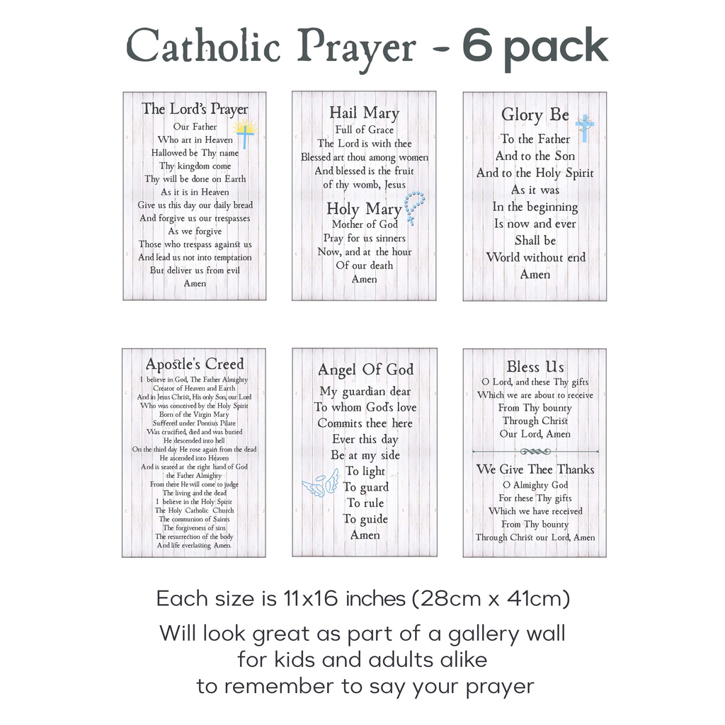 Catholic Prayer Printable 6-pack, Our Father, Hail Mary,