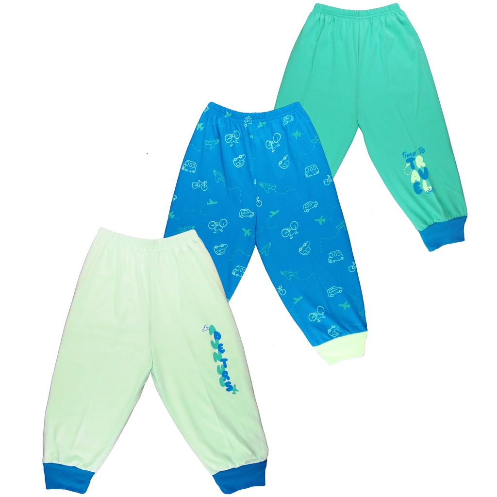 Teeter Totter 3piece Boy 2 to 5 year olds Cotton Pajama Pants with Leg Band (Travel) 3in1 set