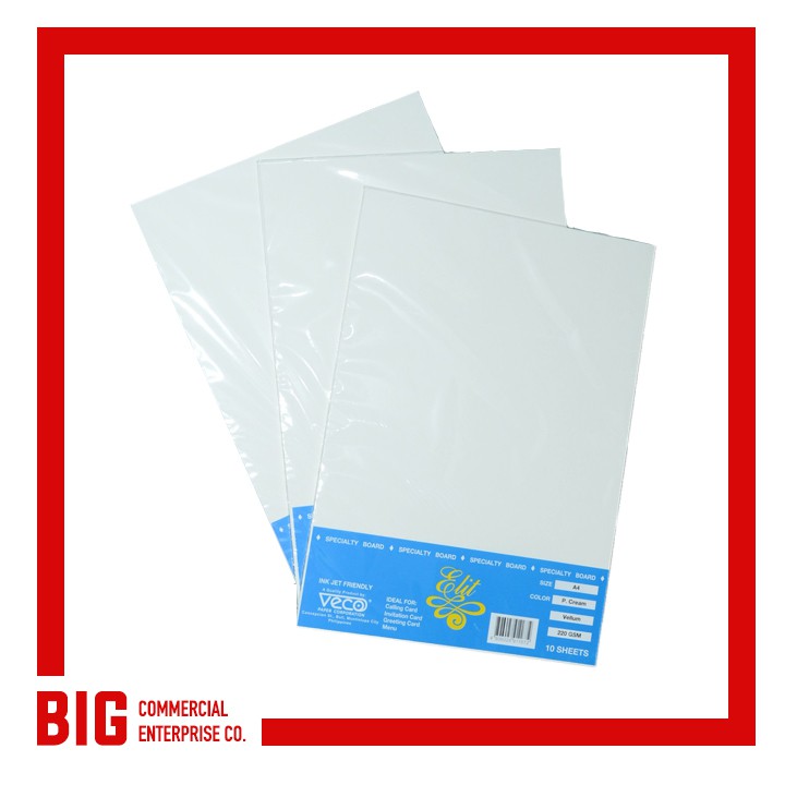 Big Commercial ELIT 220gsm/WORX 200gsm Vellum Board A4 (10 sheets