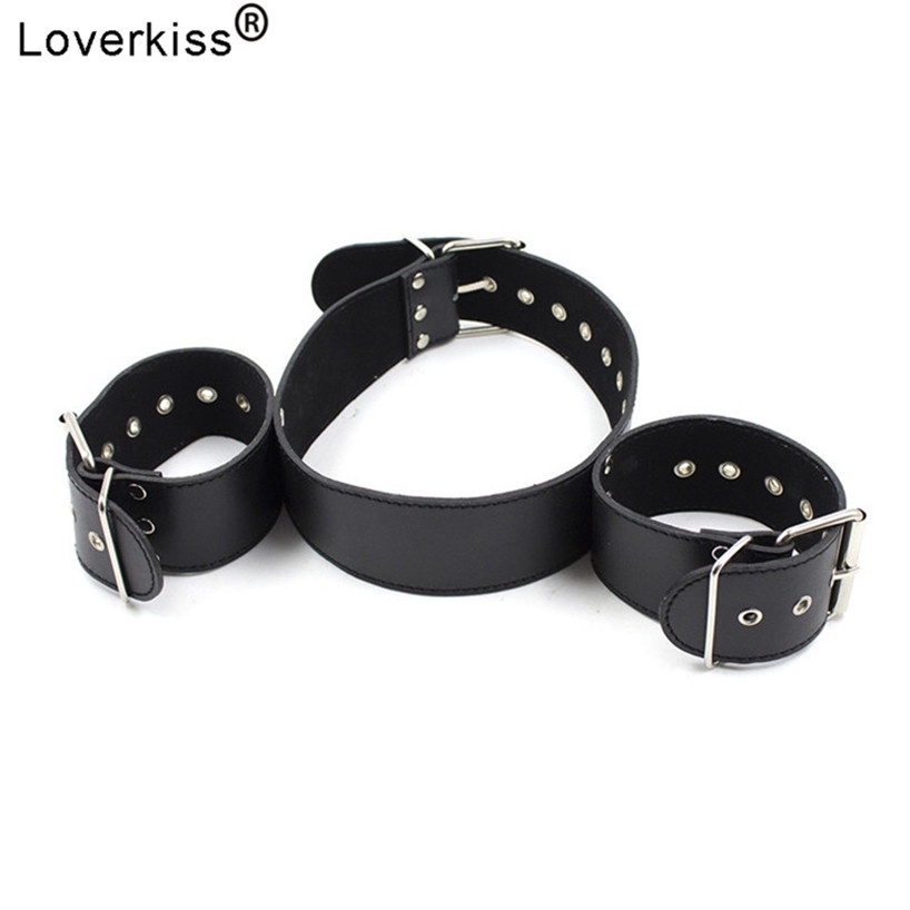 A3il Loverkiss Faux Leather Hnadcuffs And Restaits Collar Bdsm Bondage Set Sex Slave Adule Games S