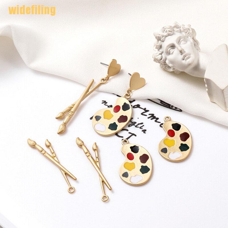 Widefiling widefiling 4Pcs/Lot Gold Palette Paint Brush Charms Pendants