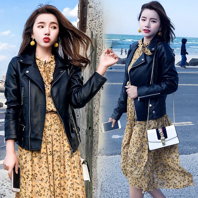 Leather jacket korean fashion best sale