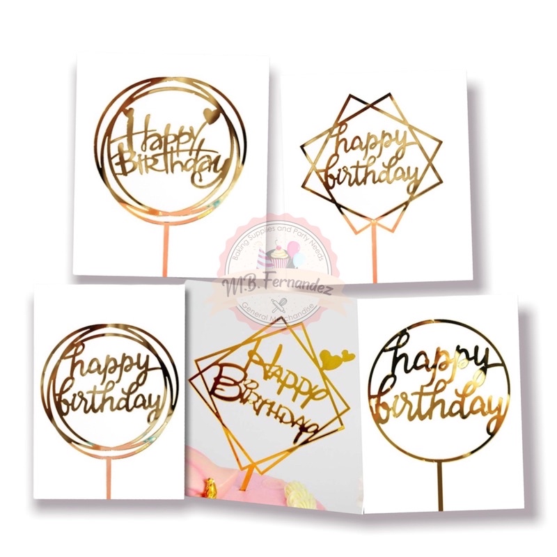 Happy Birthday Acrylic Cake Topper Gold | Shopee Philippines