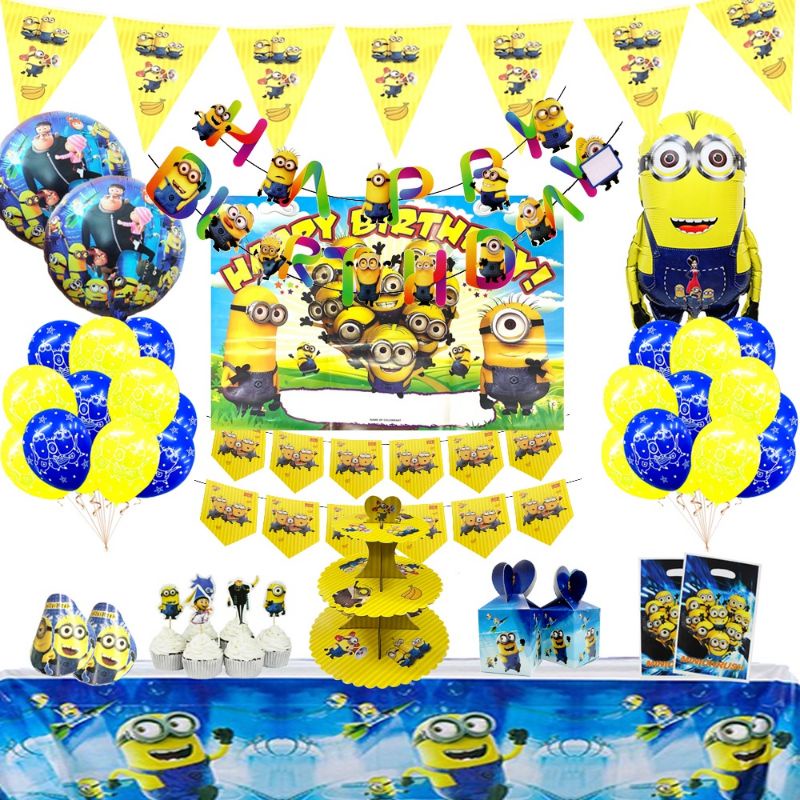 Minions Theme Happy Birthday Party Decorations Name Tag Loot Bags 