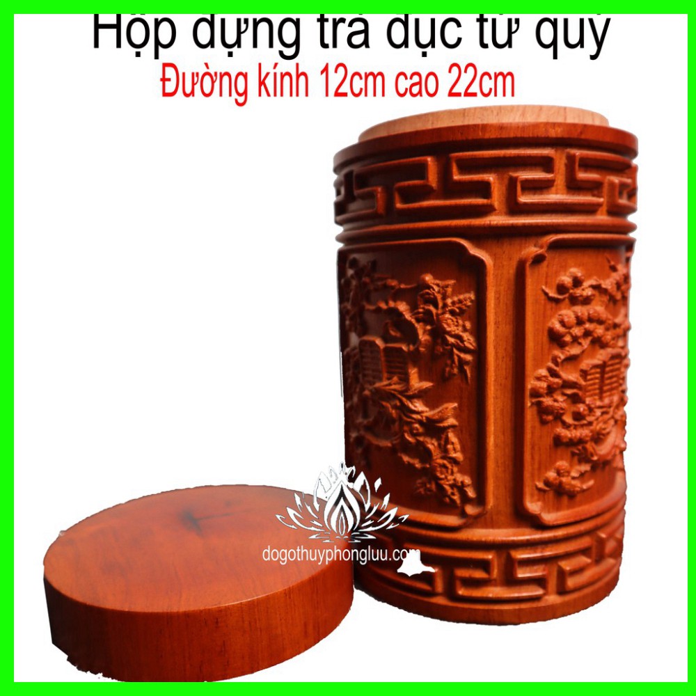 Four seasons solid round tea box made of rosewood, diameter 12cm ...