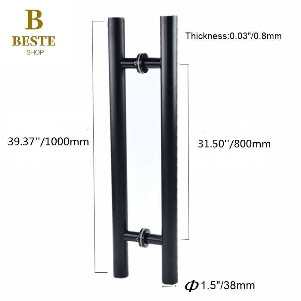 Heavy duty stainless steel frosted black push pull door handle glass door wood door handle grab