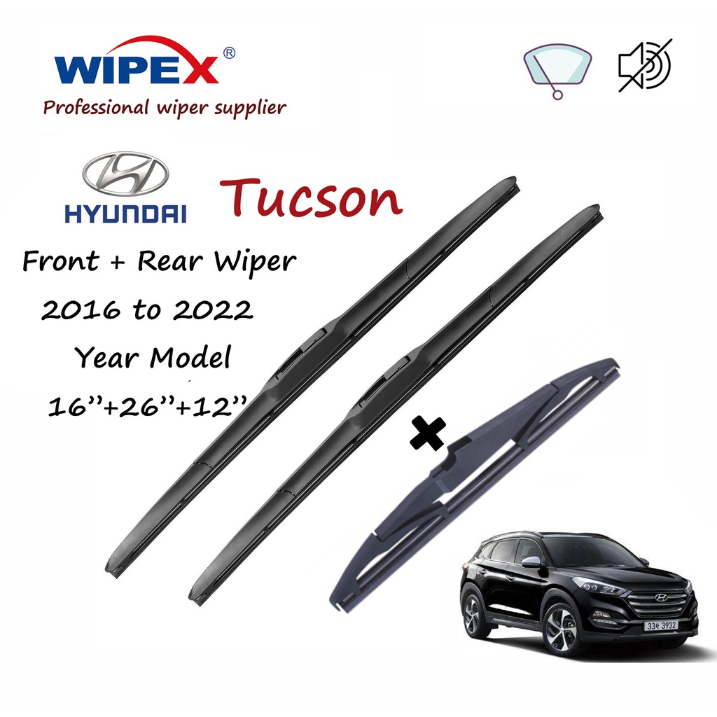 2016 to 2022 Hyundai Tucson 16"+26"+12" Wiper Blade Set (Front/Rear ...