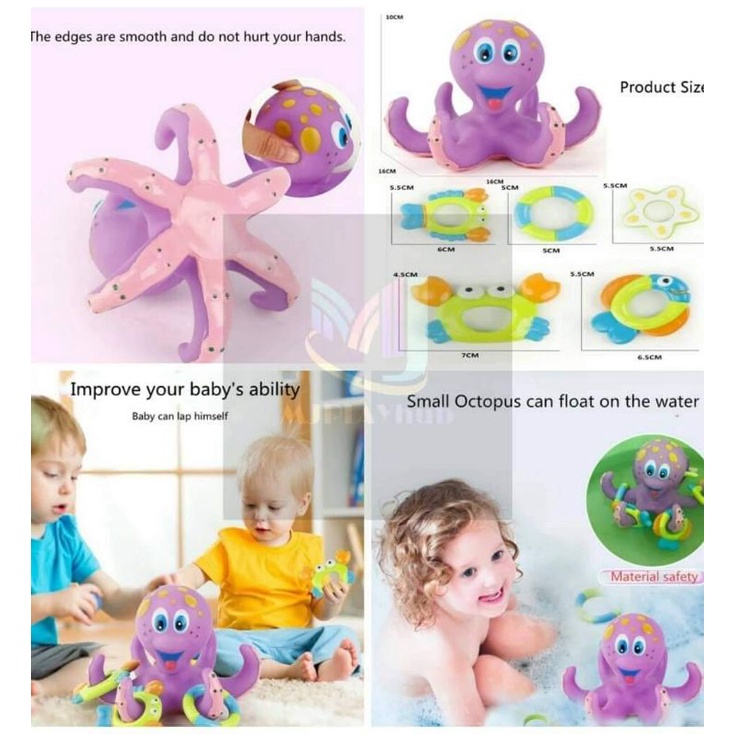 MJ PLAYhub 2in1 Octopus stacking rings Baby Bath Toy Baby Floating Toys ...