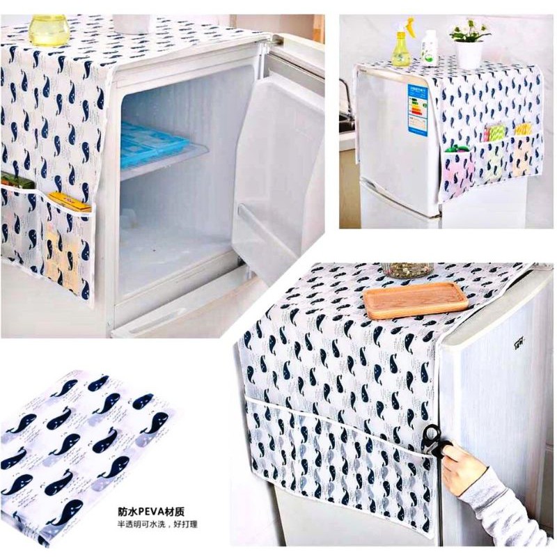 Ordinary Floral Refrigerator Dust Cover/Fridge Cover with Organizer Ref