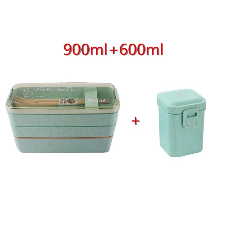 Styro Food Pack Container900ml Healthy Material Lunch Box 3 Layer Wheat