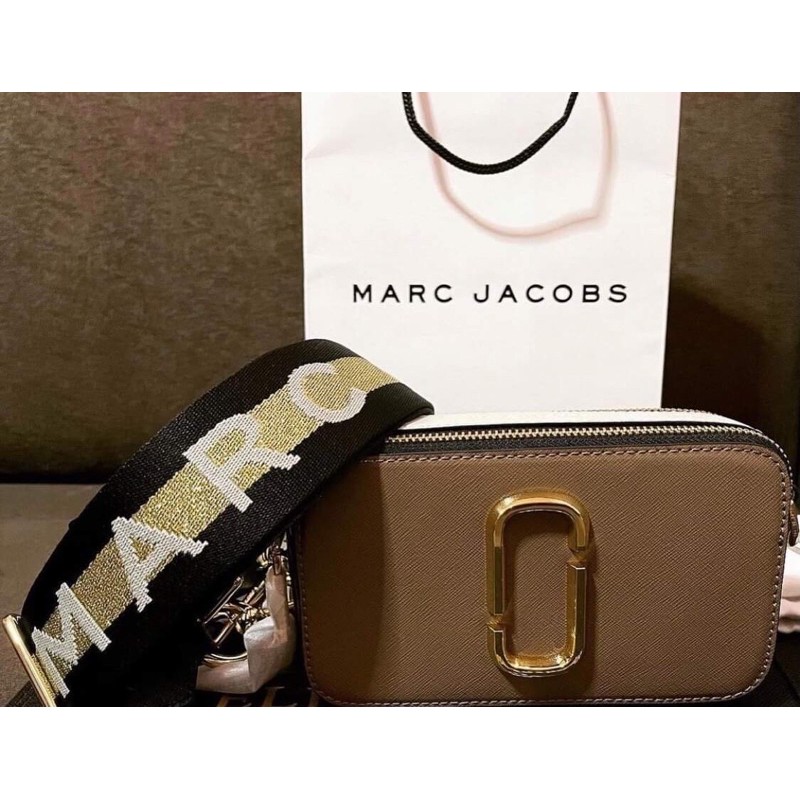 Marc Jacobs Logo Strap Snapshot Small Camera Bag Leather French Grey/Multi, Camera Bag