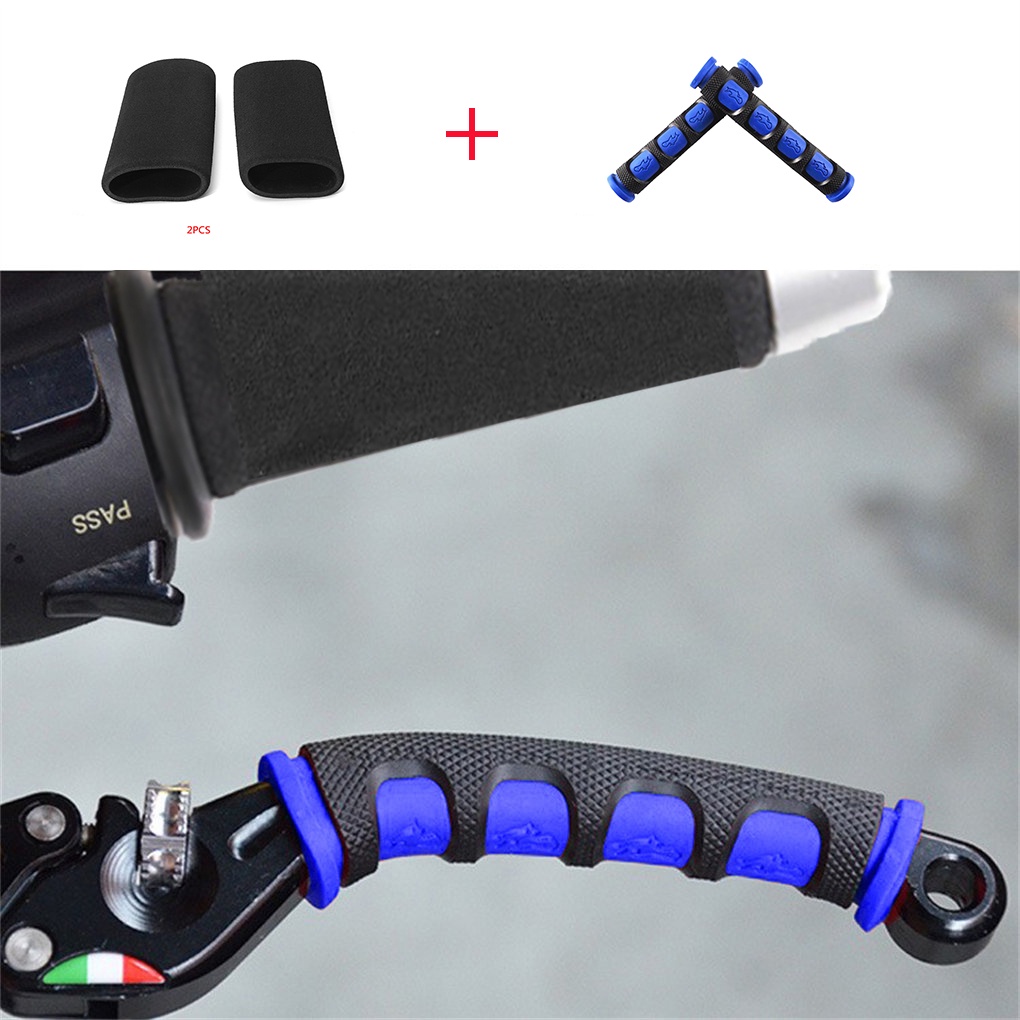 2PCS Motorcycle Slip On Foam Anti Vibration Handlebar Grip Cover Case Universal