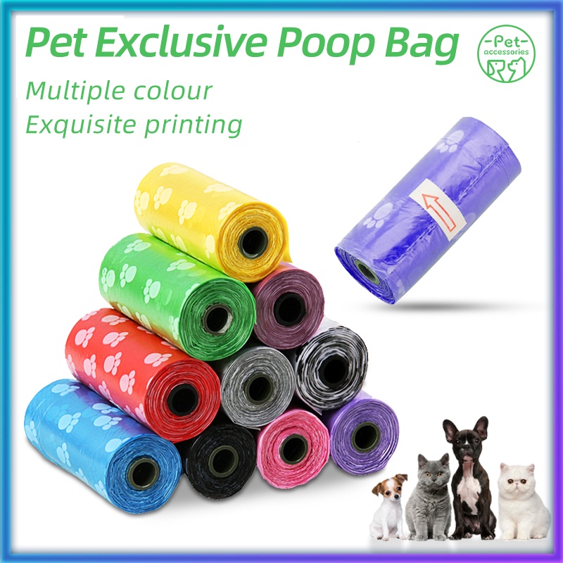 Pet Poop Bag foot Printed Dog Garbage Disposable Trash Bag | Shopee ...