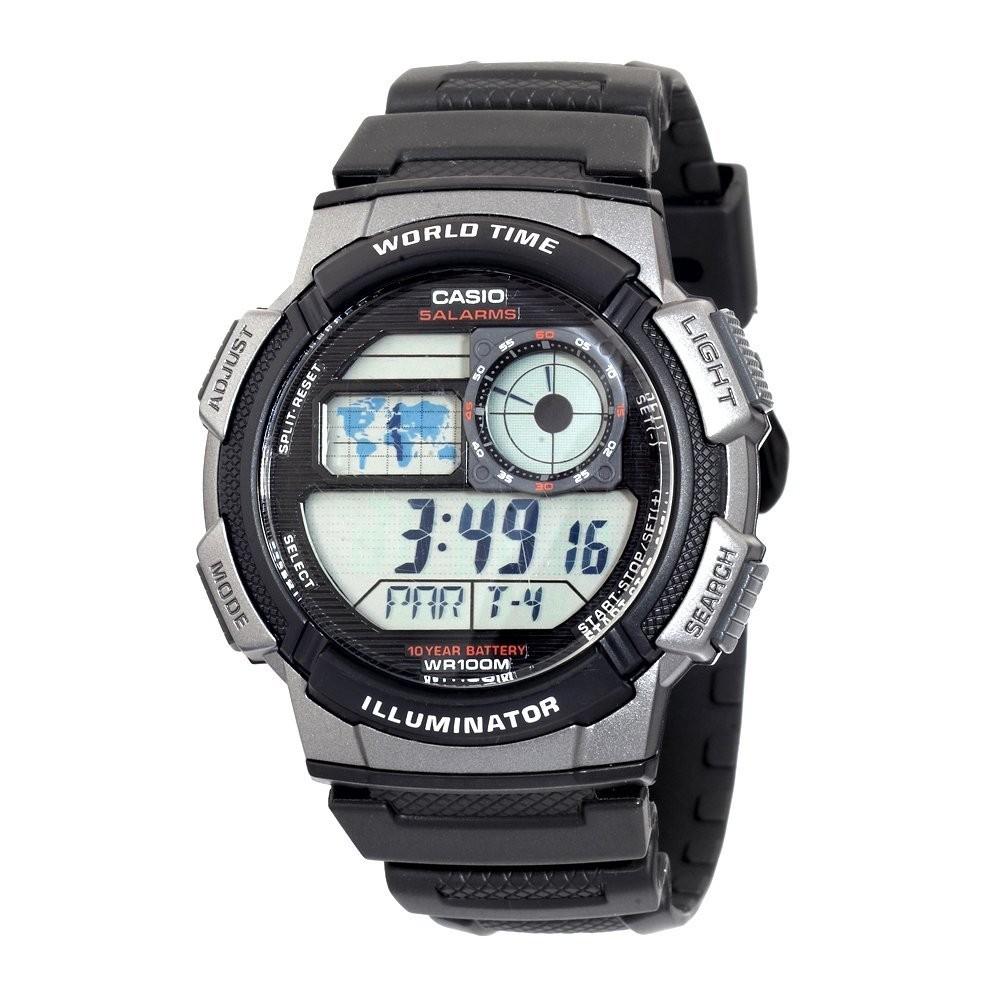 Authentic Casio Illuminator World Time 5 Alarms AE-1000W-1B