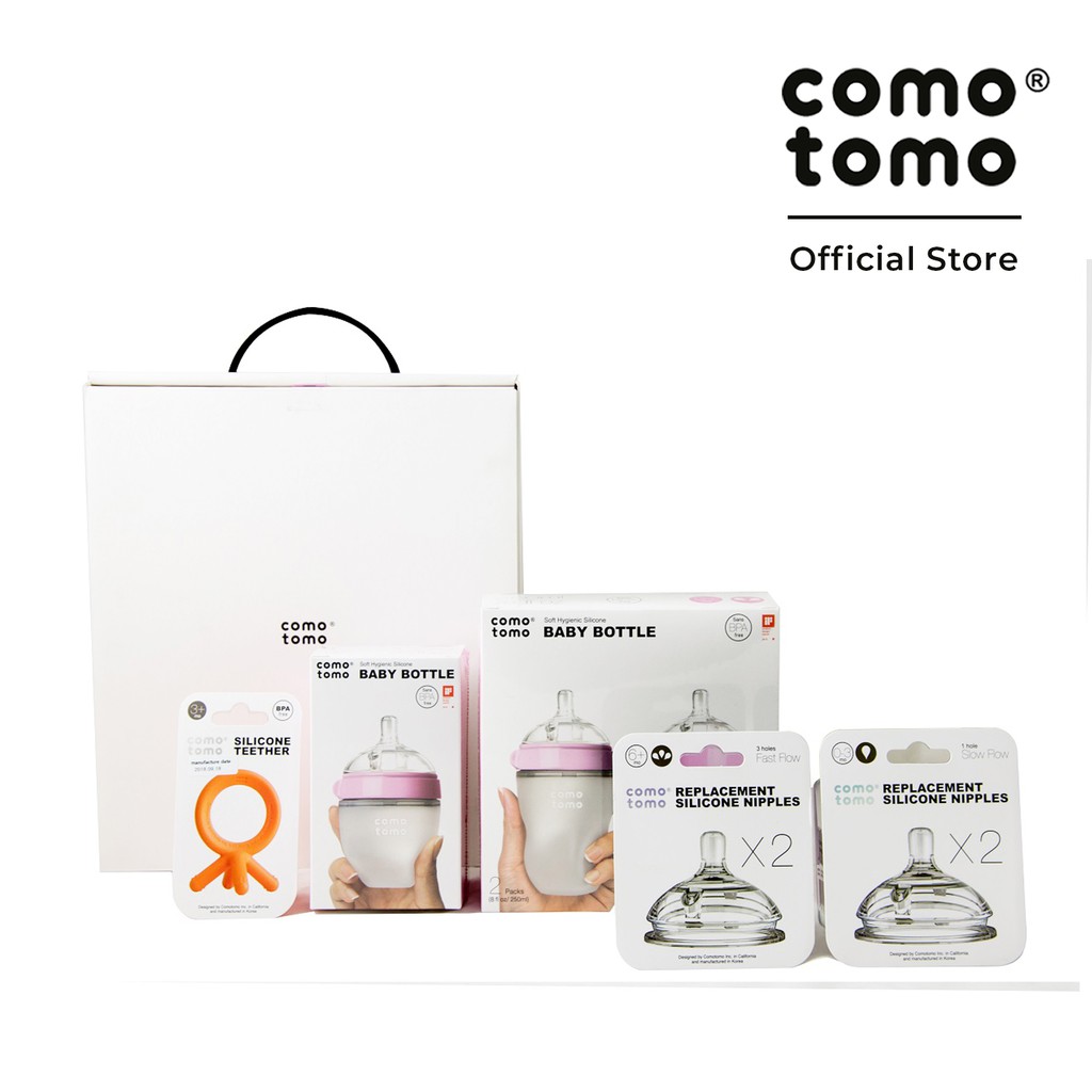 Comotomo Baby Feeding Bottle Starter Kit Pink (Gift Set