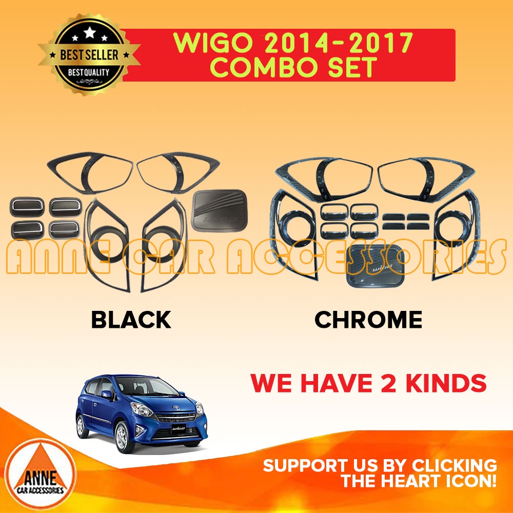Toyota Wigo 2014 2017 Model Black / Chome Garnish Cover Set Toyota