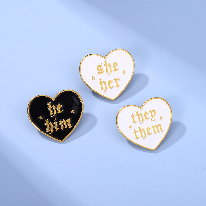 StockPins Pronoun Lapel Pins - He/Him, She/Her, They/Them & More, 1" Brass With Epoxy Dome - View #3
