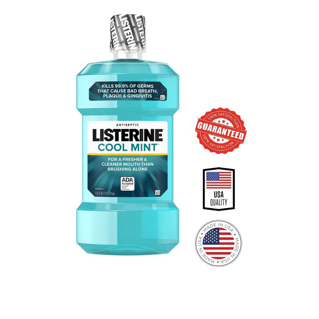 Listerine Cool Mint Antiseptic Mouthwash for Bad Breath, 1.5 L | Shopee ...