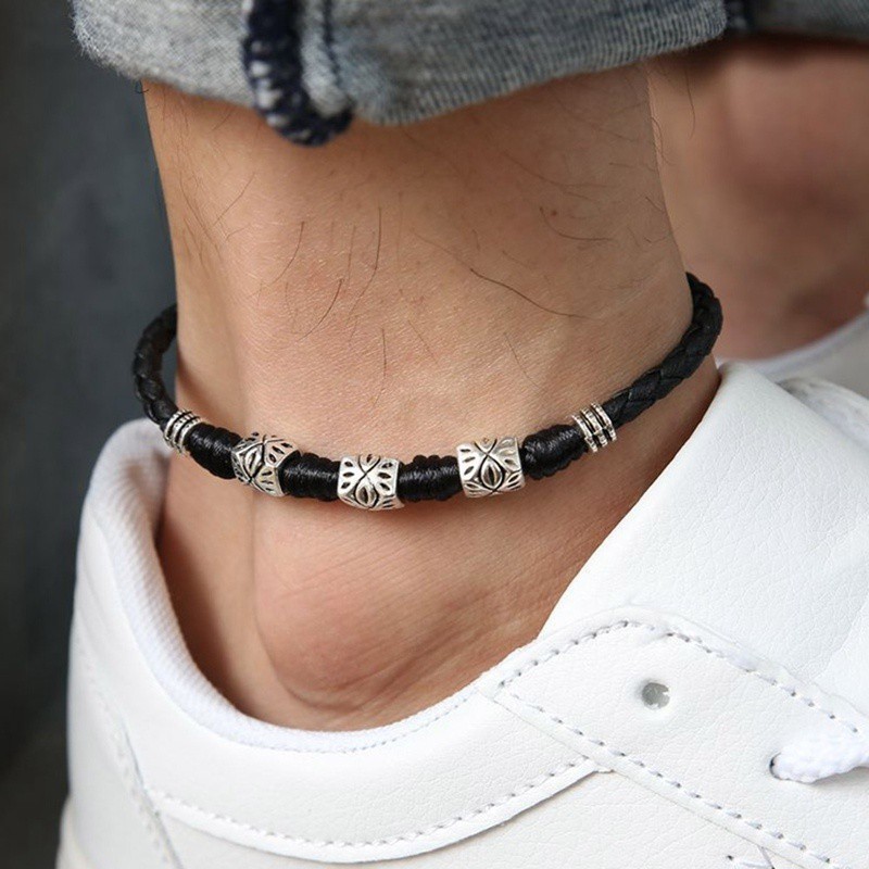 1 Pcs Retro Men's Red Rope Foot Chain Lucky Bracelet for Men Shopee