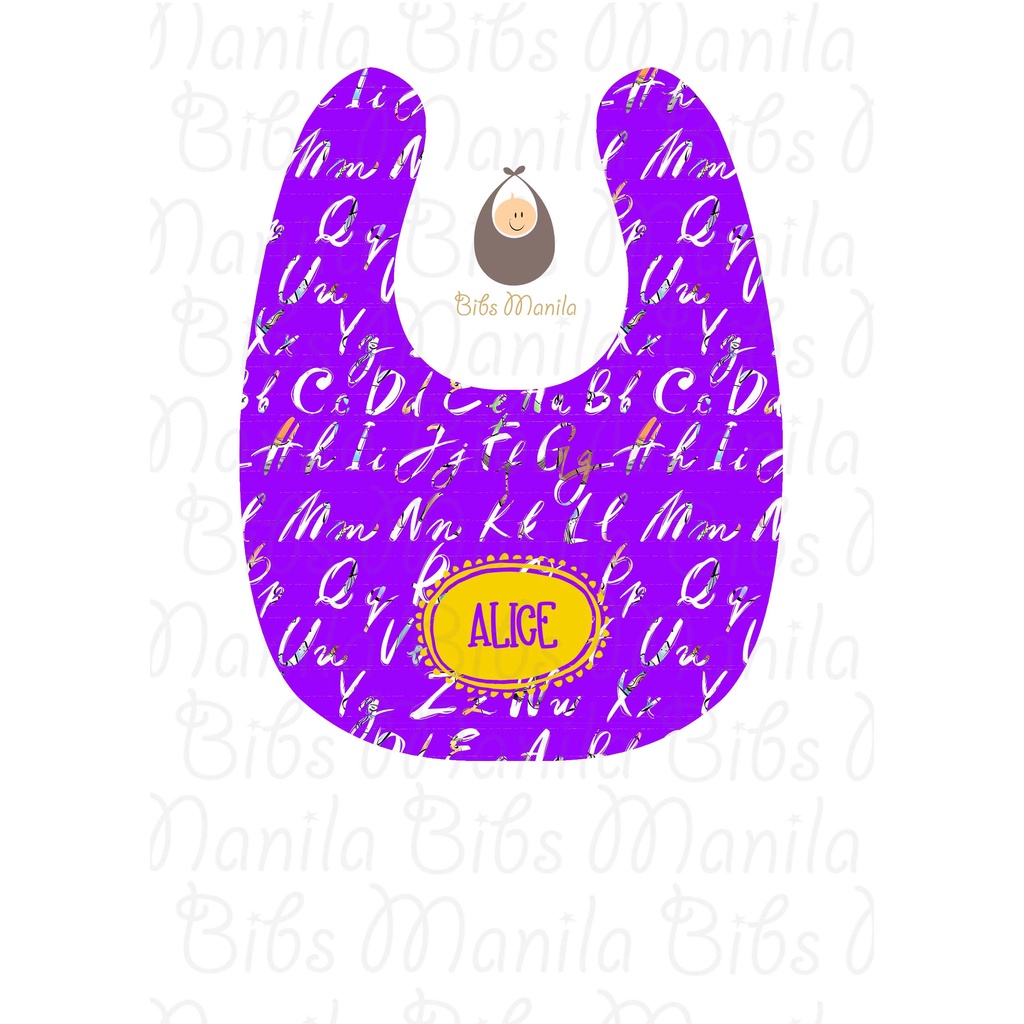 Bibs Manila Alphabet Script in Neon Grape_Limited Edition Personalized ...