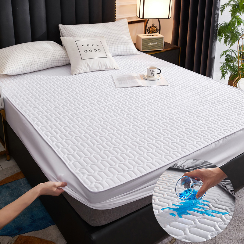 100% Waterproof Bed Cover Quilted Filling Mattress Protector Queen Size  Mattress Covers Quilted Mattress Cover Air-Permeable Bed Protector Pad