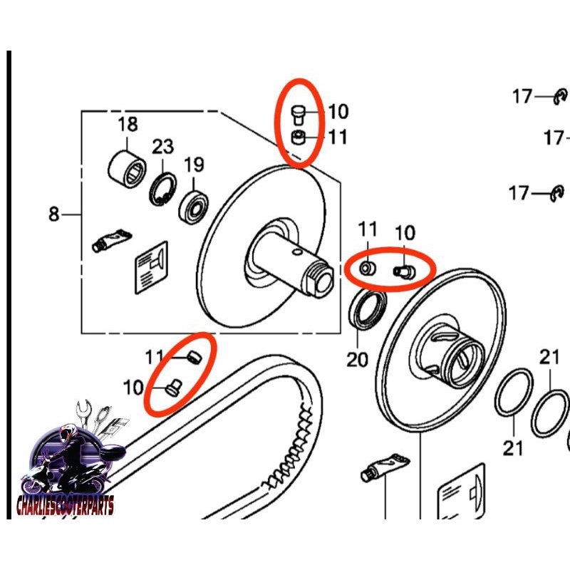 Pin Roller Guide (SET) / (Genuine HONDA) Click v1v2 / Beat fi v1v2 ...