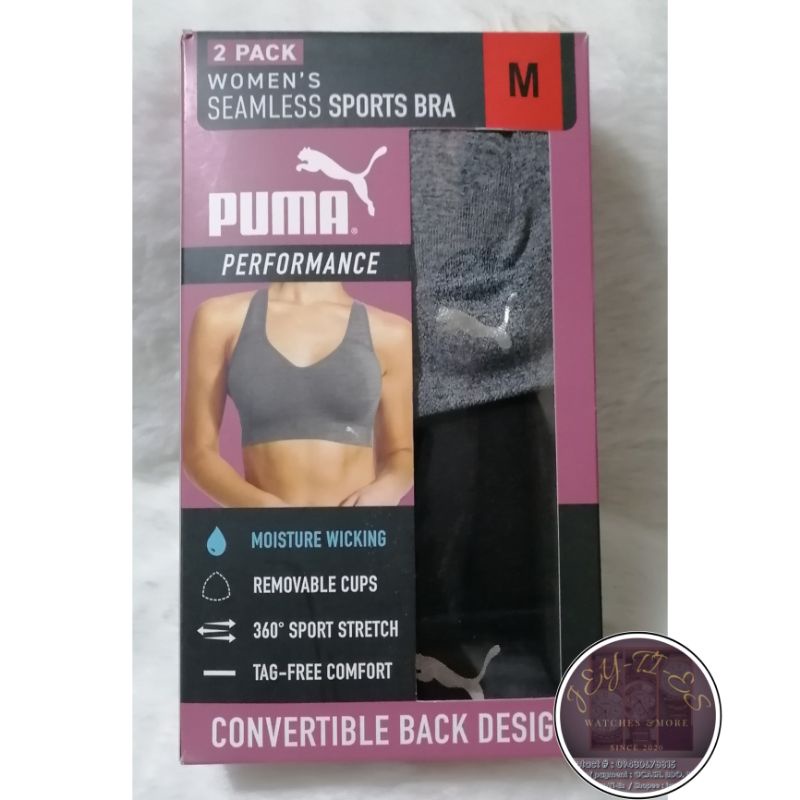 Puma Women's Performance Seamless Sports Bra, 2 Pack in B