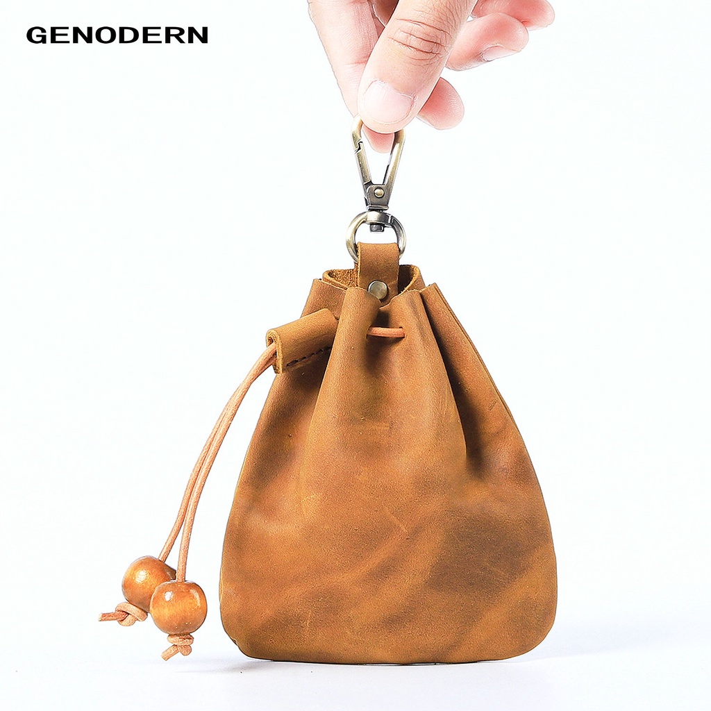 GENODERN Handmade Leather Unisex Coin Purse Portable Money Pocket With ...