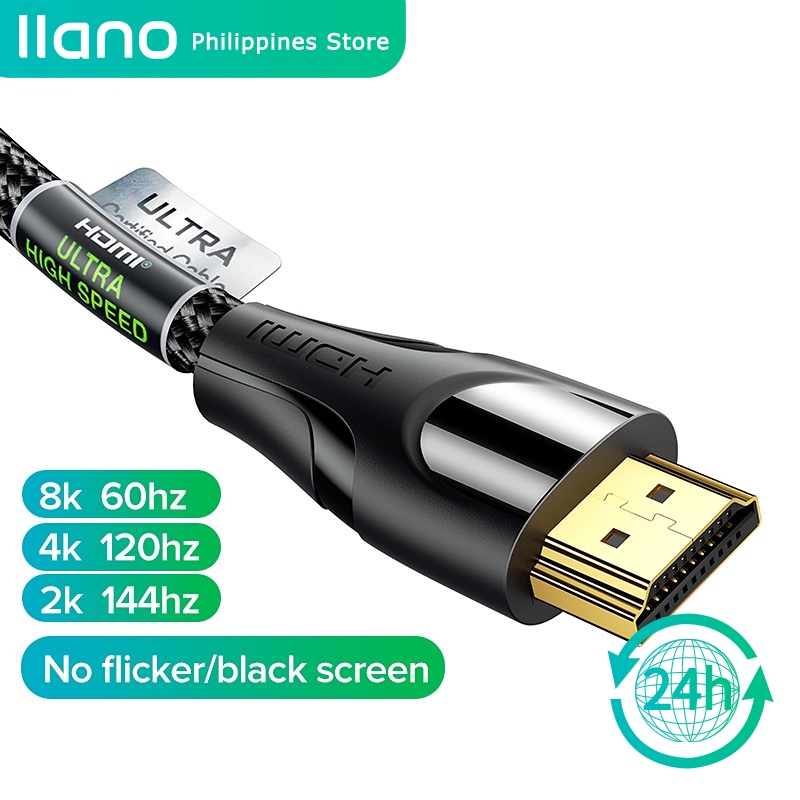 Llano HDMI 8K 3D Braided Cable To 60Hz/144Hz Ultra High Speed  Transmission 48Gbps HDR For HDTV Ps5/Ps4 Pro Switch Xbox