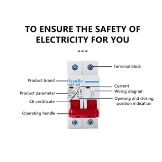 SEANRO 2P 16A 63A DC MINI CIRCUIT BREAKER 500v 16A 20A 25A 32A 40A 63A