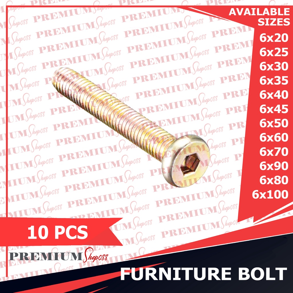 10pcs M6 6MM Furniture Bolt Hex Allen Socket Drive Bolt Barrel Nut Insert Bolts Nuts 25 40 65 90
