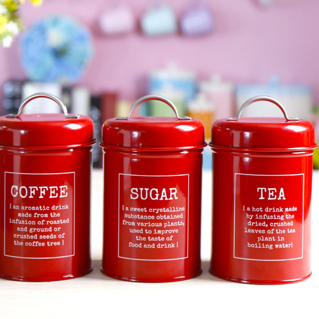 Kitchen Storage Jars, Canisters Set, Tea, Coffee, Sugar Storage