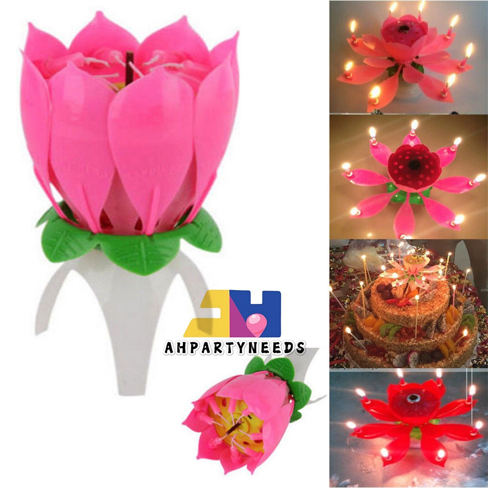 Flower Music Candle Birthday Happy Song Music Lotus Cake Candle