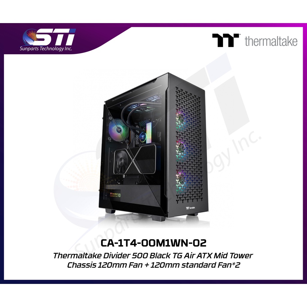 CA1T400M1WN02 Thermaltake Divider 500 Black TG Air ATX Mid Tower