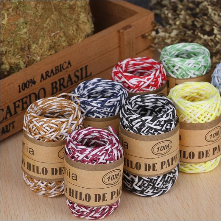 10m 1.5mm Raffia Stripes Paper String Twised for Best Arts Crafts Gift