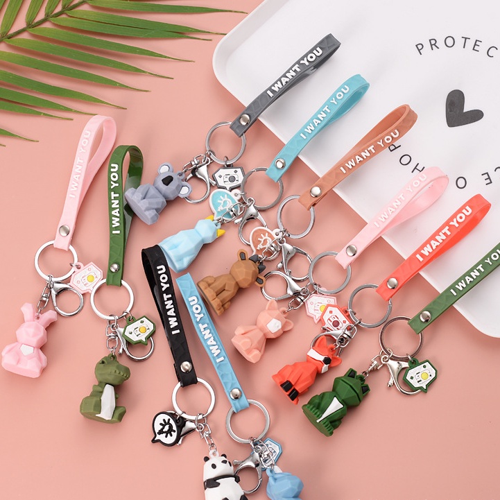 Tarieson Cute Resin Dinosaur Keychain - Cartoon Animal Car Key Chain & Bag Pendant (Medium, Green)