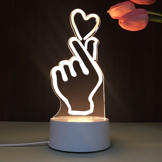 Creative Gift LED Acrylic 3D Night Lamp Energy Saving Bedroom Lamp Cute ...